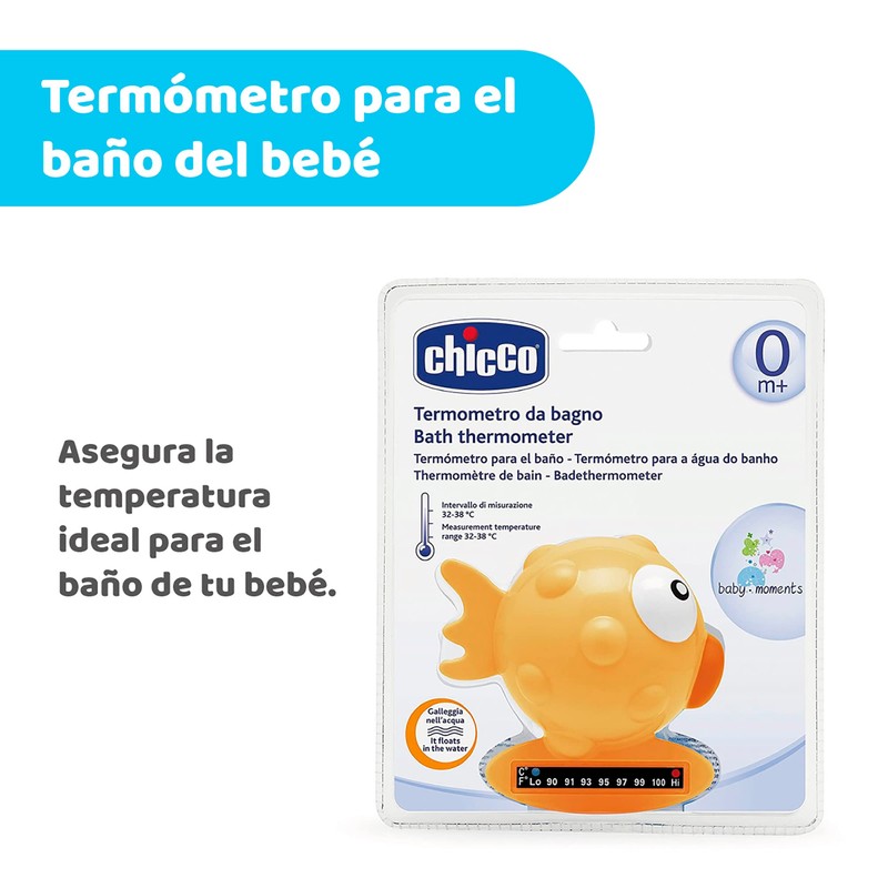 CHICCO, Termómetro para Baño, Pez, Color Naranja