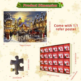Christmas Jigsaw Advent Calendar 2024, Dreamtop 24 Boxes 1008 Pieces Christmas advent calendar puzzle for Adult Christmas Countdown Calendars Gift Decorations for Women Men