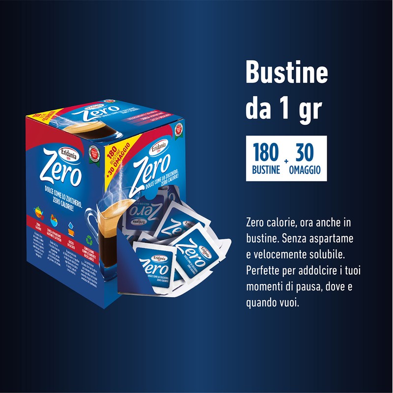 Eridania Zero - Dolcificante Zero Calorie, in Bustine, Confezione da