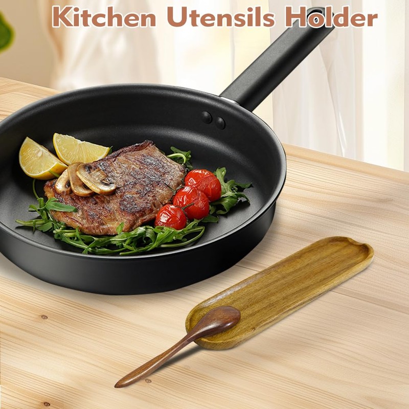 Spoon Rest Kitchen, Special Retro Brown Wooden Long Shape Cooking