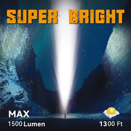 Durapower Rechargeable Spotlight, 1500 Lumens LED Spotlight Flashlight, Waterproof Handheld Spot Light for Indoor Outdoor Farm Camping Emergency