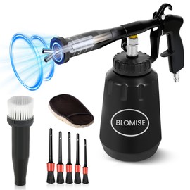 Compressed Air Gun 1 L, Air Pressure Gun with Curved Metal Tube, Air Gun Compressed Air Cleaning Gun Accessories with Removable Metal Nozzle & Brush Head, Car Cleaning Set Including Brush & Wash Mitt
