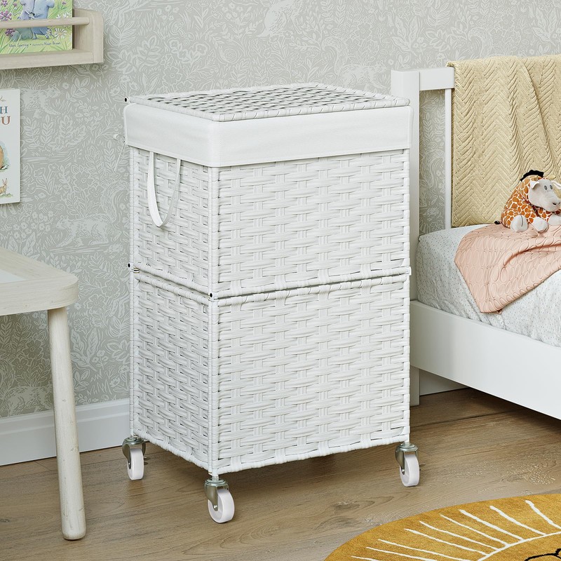 Chrislley 90L Slim Laundry Hamper with Wheels, Rolling Laundry Basket