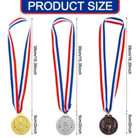 Pack of 3 Metal Medals Gold Silver Bronze Medals Winner Medals for Running Football Children Gold for School, Sports Day or Mini Olympic Party Children's Birthday Games