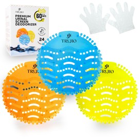 24-Pack Urinal Screen Deodorizer Plus 24 Gloves – Freshness Up to 60 Days, Anti-Splash Urinal Cakes for Men’s Restrooms, Urine Catcher for Toilets, Bulk Toiletries for Hotels, Schools, Offices