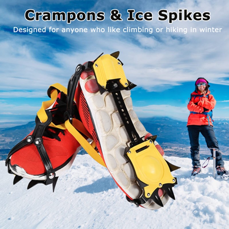Ice Hiking Spikes, 1 Pair of Crampons with 10 Teeth,