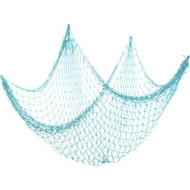 Kiuiom Mediterranean Style, Decorative Fishing Net Decoration, Fishing Net, Wall Hangings, Maritime Decoration for Hanging Background, Living Room Wall Decoration, Water Green, Approx. (100 x 200 cm,
