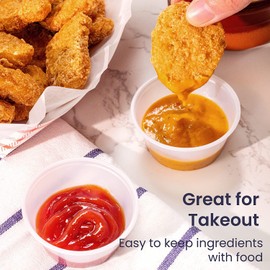 50Pcs Plastic Containers Round Food Container Pots with Lids BPA Free Sauce Pots Leakproof Food Cups Small Storage Pots Takeaways Containers for Restaurant Sauce, Salads, Jelly and Dessert - 4oz