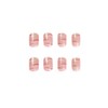 Juneyemo 24pcs Short Coffin False Nails Glossy Square Stick on