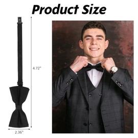 Xthrotsenk Bow Ties for Men Pre-tied Bow Tie for Wedding Adjustable Bowties for Shirts Black Tie for Vests Tuxedos Suits Party