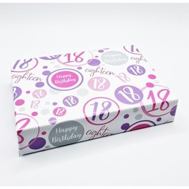 2 Sheets + 2 Matching Gift Tags 18th Birthday Woman Wrapping Paper Age 18 Birthday Pink Lilac White Giftwrap Female (PA)