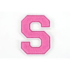 Terry Cloth Letter A-Z | Pink, White | 9.5 cm High | Varsity Letter S