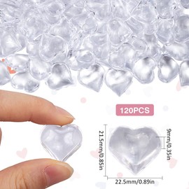 SOFPLATE 120Pcs Mini Resin Heart Clear Heart Gems Tiny Small Reusable No Hole Diamond Hearts Valentines Day Prop Table Scatters Bead Ornaments Fillers for Wedding Valentines Day Vase Filler Decoration