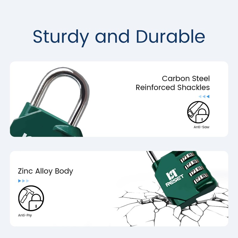 RESET-060 4 Digit Combination Padlock, Outdoor Lock, Indoor Padlock, Ideal