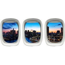 VWAQ - Airplane Window Stickers for Kids - Plane Window Clings, Tokyo Wall Decal Decor -PPW31