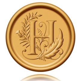 Pack of 50 wax seal stickers, gold letter H