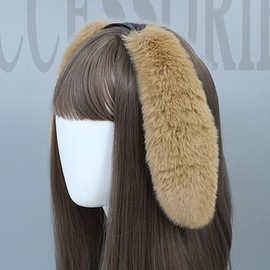 Faylay Bunny Ear Women Rabbit Animal Ears Furry Headband Party Accessories (LZTECE-camel)