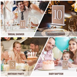 Ecoaterui 20 Pcs Table Numbers - 1-20 Wedding Table Numbers with Wooden and Rattan Sign for Banquet Restaurant Wedding Party Decor