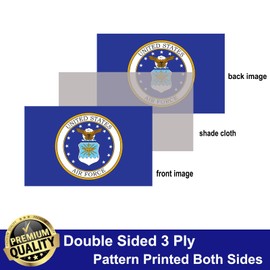US Air Force Flags 3x5 Outdoor Double Sided - United States Emblem Crest USAF Flags Blue Heavy Duty 3 Ply with 2 Brass Grommets for Outdoor Indoor Wall Truck