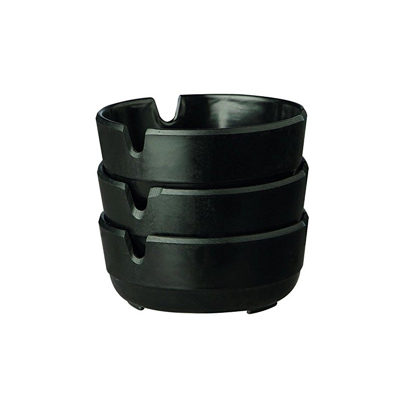 APS 576 "CASUAL" Set of 3 Black Melamine Ashtrays Diameter