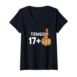 Womens 17+1 Half Finger 18th Birthday Candle V-Neck T-Shirt
