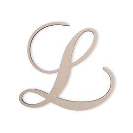 Jess and Jessica Wooden Letter L, 8" Long x 1/4" Thick – Large Wooden Letters for Wall Decor, Unfinished Monogram Cursive Large Letters for Wall Decor or Kids' Nursery Design - Chopin Script Font