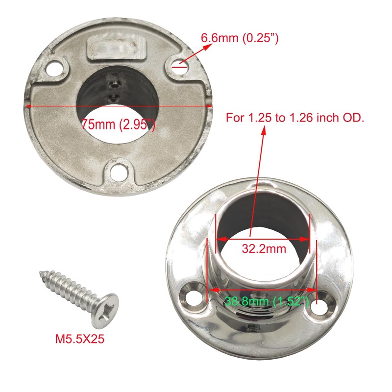 Douzime 90 Degree Boat Deck Handrail Rail Fitting Round Base