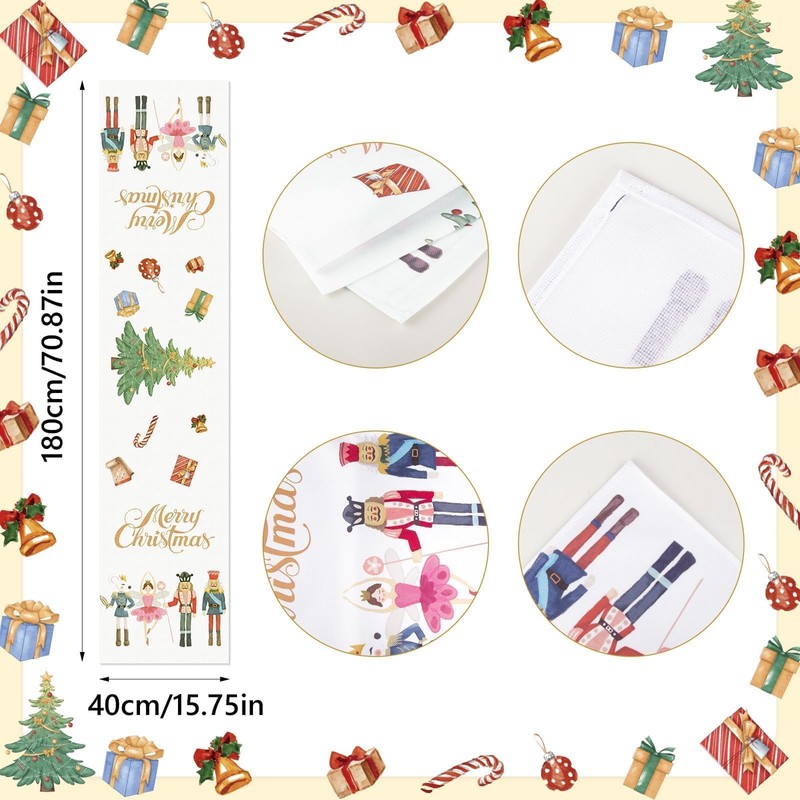 Aitsit Christmas Table Runner, 40 x 180 cm, Washable, Winter
