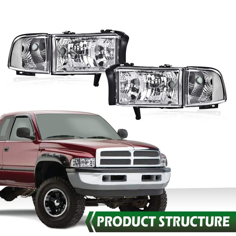 GRAND ORANGE Headlights Assembly, Compatible with Dodge Ram 1500 2500