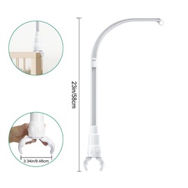 AICMEI 23 Inch Baby Crib Mobile Arm,The Claw Part can be Adjusted Width,Nursery Decor Hanger-DIY Clamp Mobile(Without Music Box)
