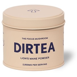 Etholux Dirtea Lion's Mane Oganic Mushroom Powder C Enhances Focus, Memory & Digestion. 60g Tin with 30 Servings and Serving Spoon. 100% Pure Lions Mane Powder for Wellness.