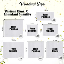 Frienda 240 Moving Dishes Packing Kit 60 Foam Sheets 180 Pcs 6 Sizes Plate Packing Sleeves for Moving Foam Packing Sheets Cushion Foam Pouches for Packaging Shipping Storing Glasses China Cups Mugs