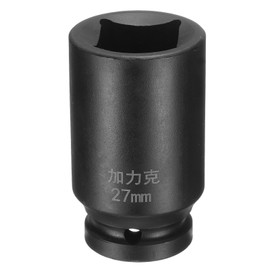 sourcing map 4 Point Square Socket 3/4" Drive by 27mm Metric Square Impact Socket 40CR Blackening Standard Wheel Sockets Pneumatic Socket Tool for Auto Repair Mechanical Maintenance Home Use