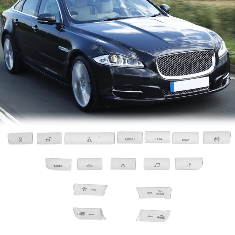 16pcs/Set Air Conditioner Button Switch Cover Silver Replacement for Jaguar