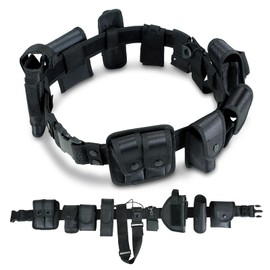 NYXOVA 10 in 1 Police Utility Belt Black Law Enforcement Modular Equipment System Security Military Tactical Duty Utility Belt Versatile Military Modular Equipment System Molded Duty Belt Set