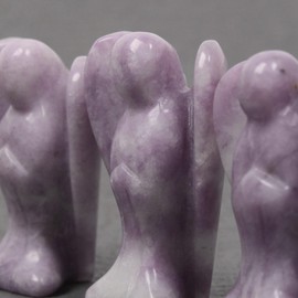 Justinstones Carved Lepidolite Lithium Mica Gemstone Peace Angel Pocket Guardian AngelHealing Statue 1.6 inch