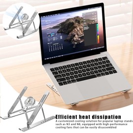 Laptop Stand with Cooling Fan - Laptop Ventilated Stand | Height Adjustable Laptop Ventilated Stand, Quiet Desk Computer Holder with Cooling Fan for Most Laptops