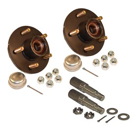 RIGID HITCH INCORPORATED Pre-Greased Pair of 5-Bolt On 4-1/2 Inch Hub Assembly (AKRD-3500545-PG) Includes (2) 1-3/8 Inch to 1-1/16 Inch Tapered Spindles & Bearings