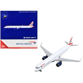 DCD Airbus A321neo Commercial Aircraft 1/400 Diecast Model Airplane GeminiJets-White Tail Stripes British Airways White Color