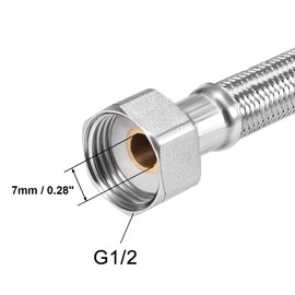 sourcing map Faucet Supply Line Connector G1/2 Female x G1/2 Male 12 Inch Length 304 Stainless Steel Hose 2Pcs