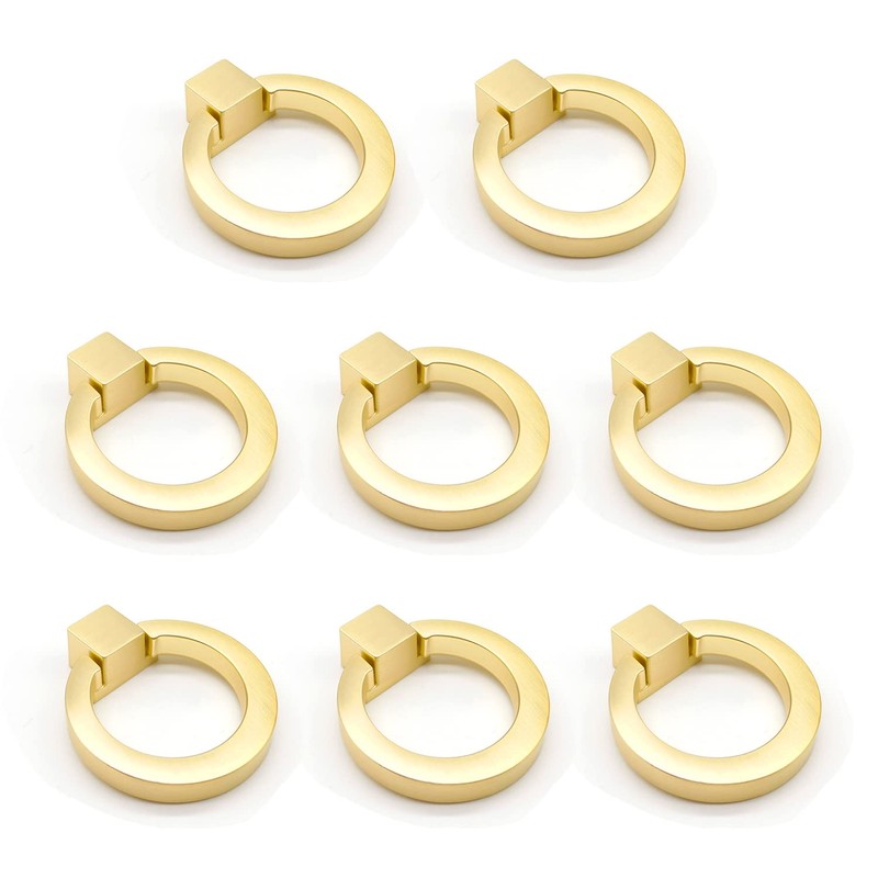 Myxekllo Brushed Gold Cabinet Ring Pulls, Brass Furniture Drawer Pulls
