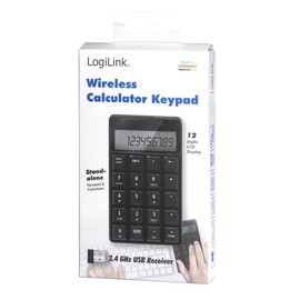 LogiLink ID0199 Wireless Keypad with Calculator and LCD Display 2.4 GHz Black