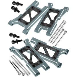 RcarmubWow RC Suspension Arms Upgrades Part for 1/18 LaTrax Teton,LaTrax Desert Prerunner,Alloy Aluminum Front & Rear A Arms Hops Up,4PCS,Titanium