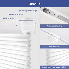 Allesin Cellular Shades Cordless, Light Filtering Honeycomb Blinds for Indoor Windows, Thermal Insulated Window Shades for Home Office Pull Down, Perfect for Bedroom/Living Room, White - H64 x W31