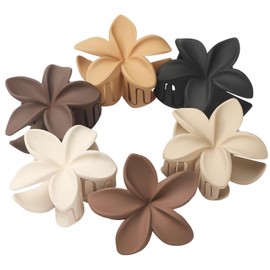 Sisiaipu Pinzas para El Cabello con Forma de Flor, 6 Piezas, Pinzas para El Cabello Grandes para Cabello Grueso, Pinzas para El Cabello Hawaianas, Pinzas para El Cabello Medianas de 3,3" para Cabello