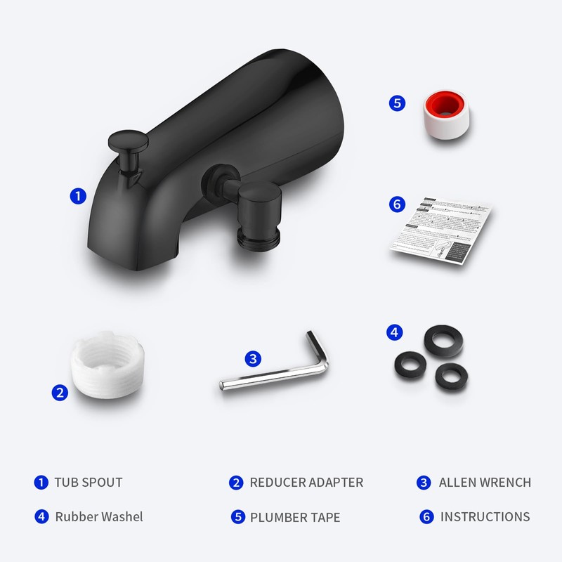 Tub Spout with Diverter,Bathtub Faucet with Shower Diverter,Fits 1/2" or