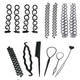 PLABBDPL 12 Pieces Hair Hairstyle Aid Set, Hair Accessories DIY Kit, Knot Rings for Hair Styling, Hair Braid Tool for Girls, Bun Bun Hairstyle Maker Tool, Hair Braid Tools