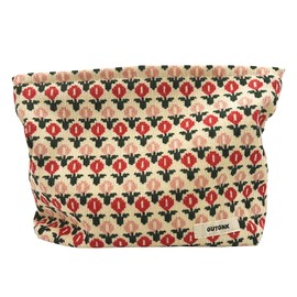 GUTGNK Corduroy Ladies Cosmetic Bag, Large Capacity Canvas Cosmetic Bag Travel Toiletry Bag Accessories Organizer, Little Red Flower