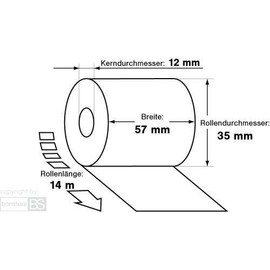 Veit GmbH Veit GmbH Papierrolle, thermosensibel (57 mm x 14 m x 12 mm, 35 mm Durchmesser, BPA-frei, 55 g/m², SEPA-Druck