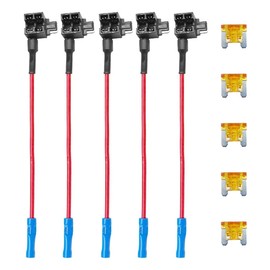 ZIMISI 5PCS 12V Car Add-a-Circuit Fuse, Low Profile Mini Blade Fuse Holder with 5 x 5A Inserts, Automotive Fuses TAP Adapter Set for Car, Boat, Truck (Mini)